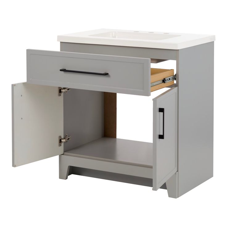 Style Selections Potter 30-in Gray Single Sink Bathroom Vanity with White Cultured Marble Top