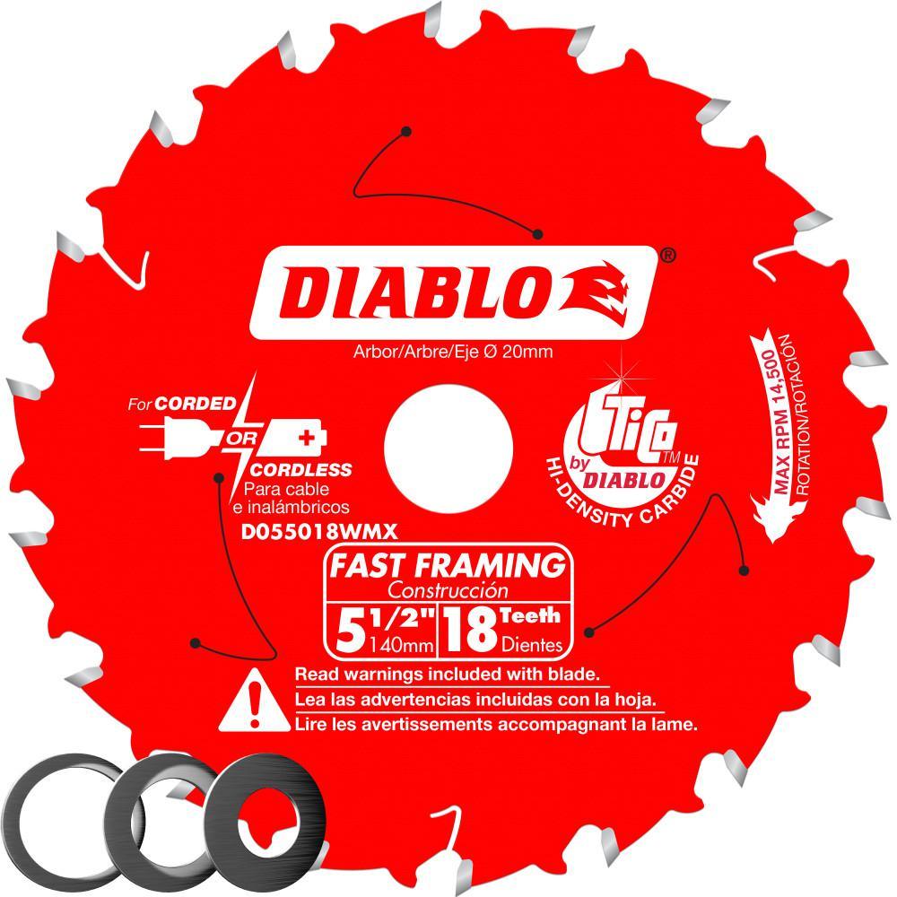 5-3/8 in x 18-Tooth Fast Framing Saw Blade with Bushings - Super Arbor