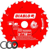 5-3/8 in x 18-Tooth Fast Framing Saw Blade with Bushings - Super Arbor