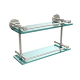 16 in. L x 8 in. H x 5 in. W 2-Tier Clear Glass Bathroom Shelf with Gallery Rail in Brushed Bronze - Super Arbor