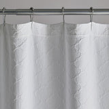 Shoreline Matelasse 72 in. White Cotton Shower Curtain - Super Arbor