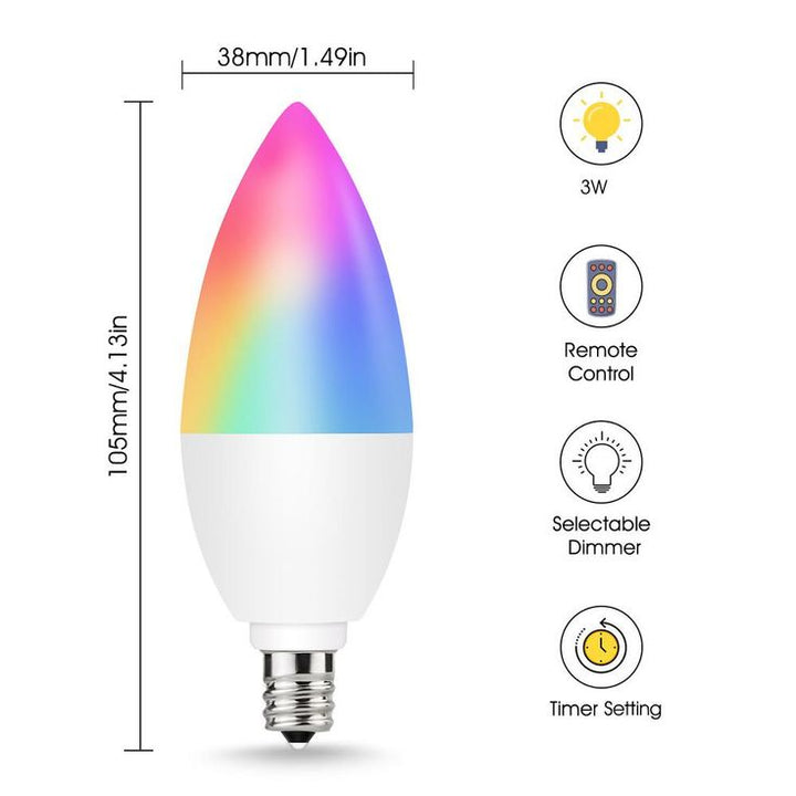 YANSUN 20-Watt Equivalent E12 B11 Dimmable Color Changing LED Light Bulb with Remote Control (2-Pack)