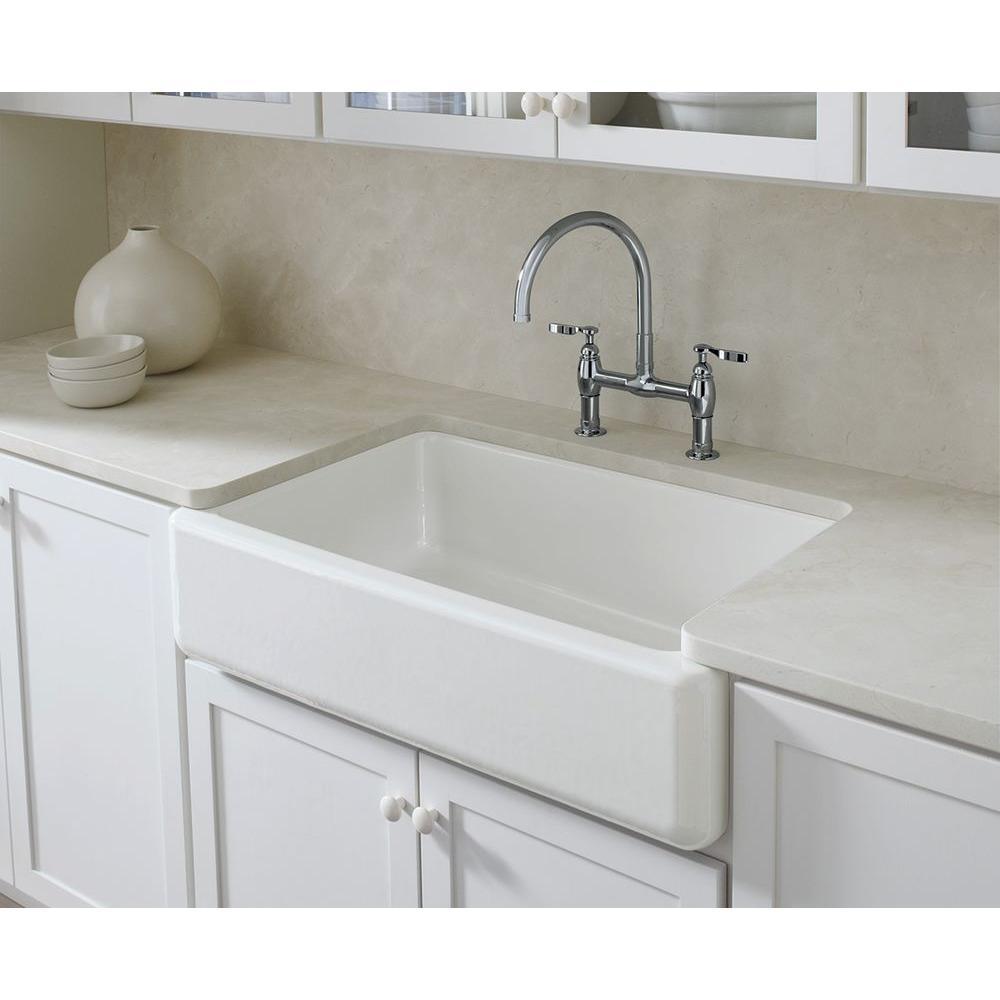 Whitehaven Farmhouse Undermount Self-Trimming Apron Front Cast Iron 36 in. Single Bowl Kitchen Sink in White - Super Arbor