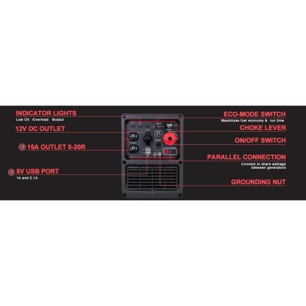 PowerSmart 2000-Watt Gasoline Powered Portable Recoil Start Inverter Generator