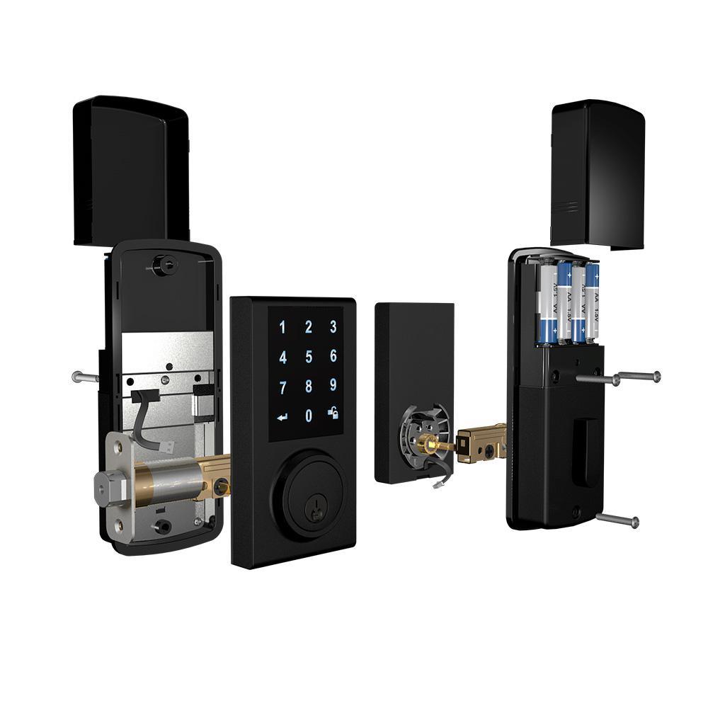 Black Touchscreen ZWave Single Cylinder Smartlock Deadbolt - Super Arbor