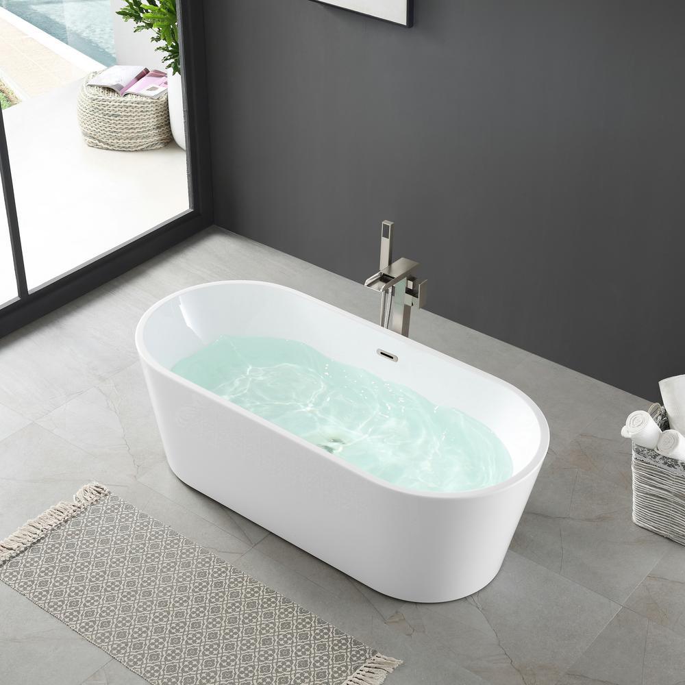 Lyra 66.5 in. Acrylic Double Slipper Flatbottom Non-Whirlpool Bathtub in White - Super Arbor