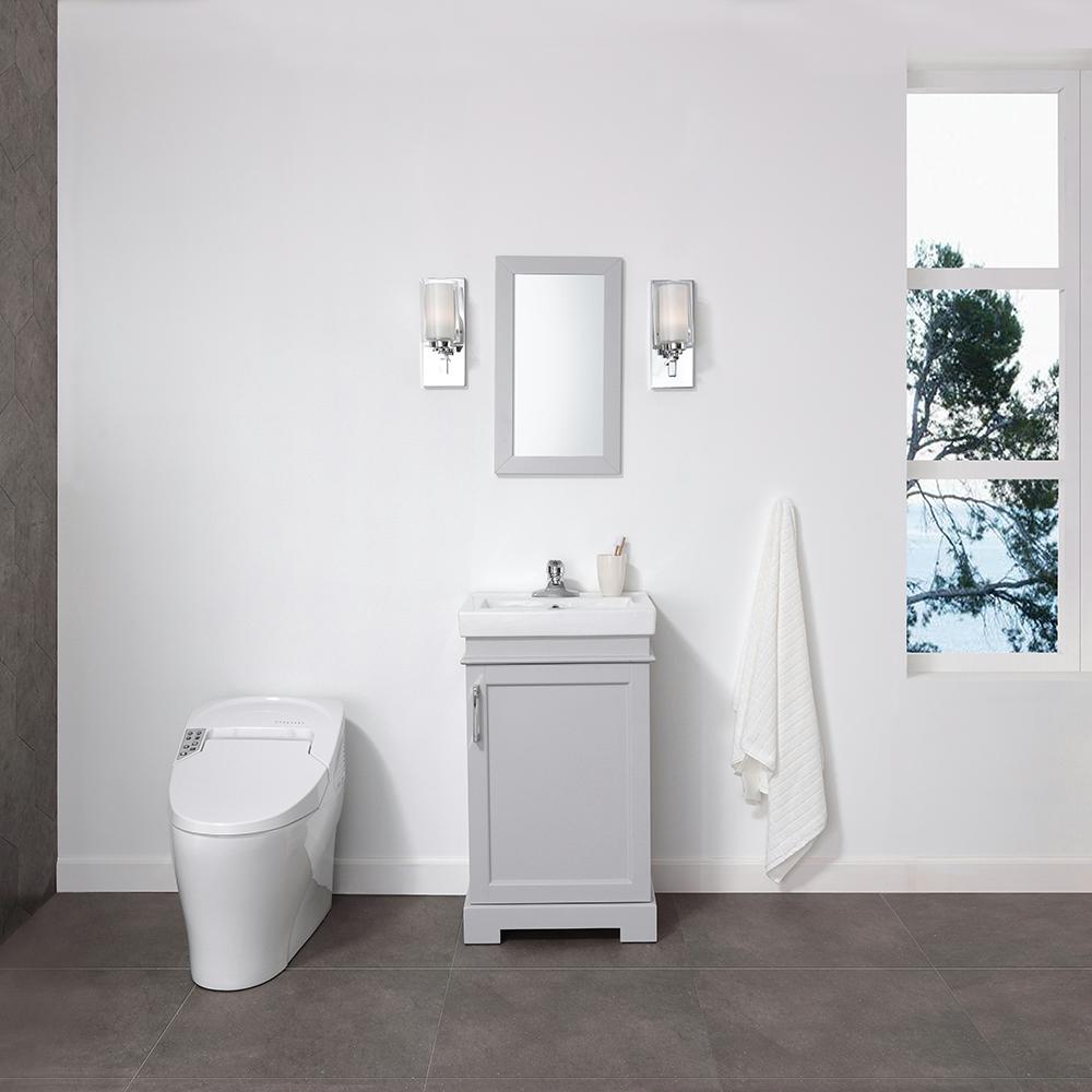 Vanity Art Hallcrest 20 in. W x 16 in. D Vanity in Misty Grey with Integrated Vanity Top in White with White Sink and Mirror