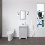 Vanity Art Hallcrest 20 in. W x 16 in. D Vanity in Misty Grey with Integrated Vanity Top in White with White Sink and Mirror