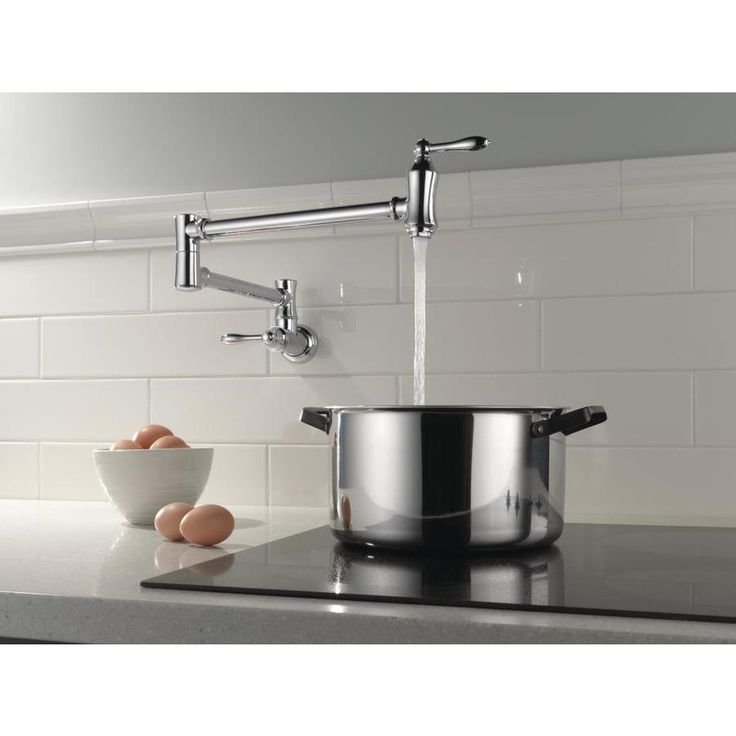 Delta Chrome 2-Handle Wall-Mount Pot Filler Handle Kitchen Faucet (Deck Plate Included)