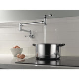 Delta Chrome 2-Handle Wall-Mount Pot Filler Handle Kitchen Faucet (Deck Plate Included)