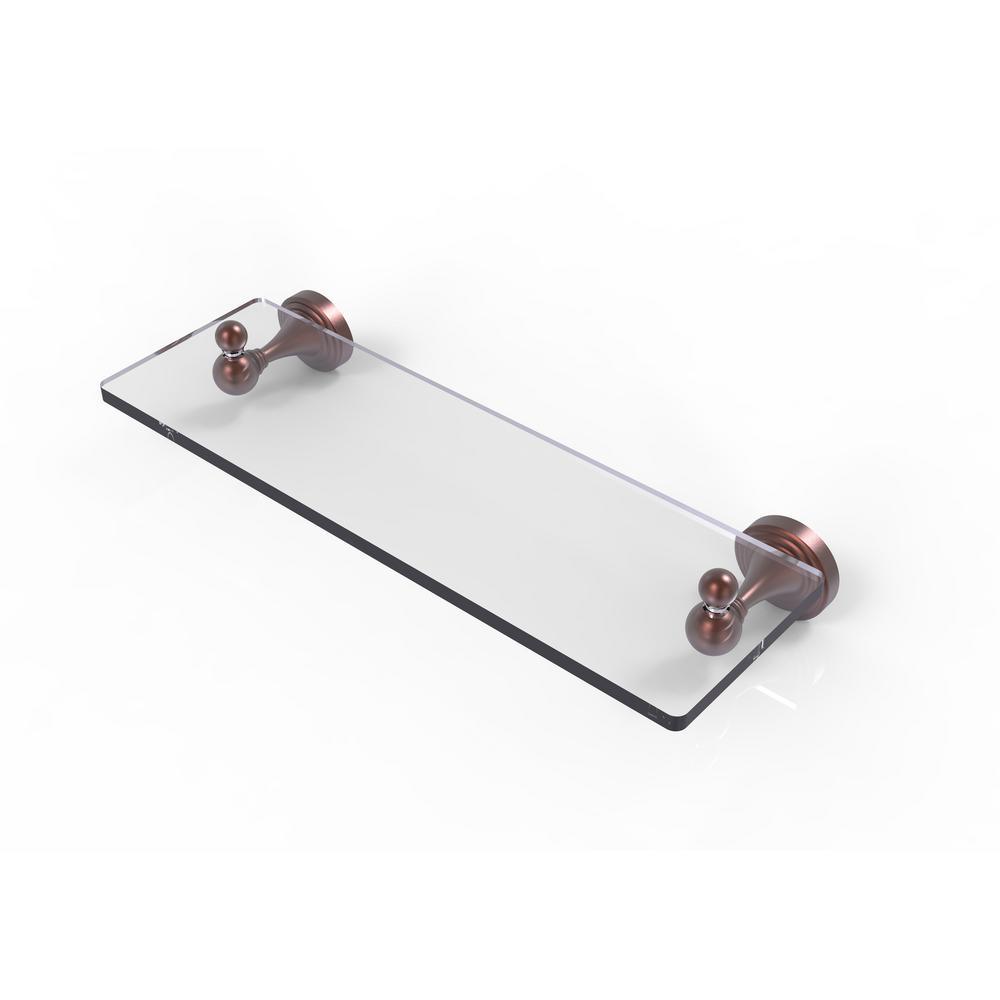 Sag Harbor Collection 16 in. Glass Vanity Shelf with Beveled Edges in Satin Nickel - Super Arbor