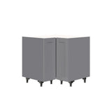 Shaker Assembled 36 in. x 34.5 in. x 24 in. Corner Base Cabinet with Lazy Susan Turn Table Accessory in Gray - Super Arbor