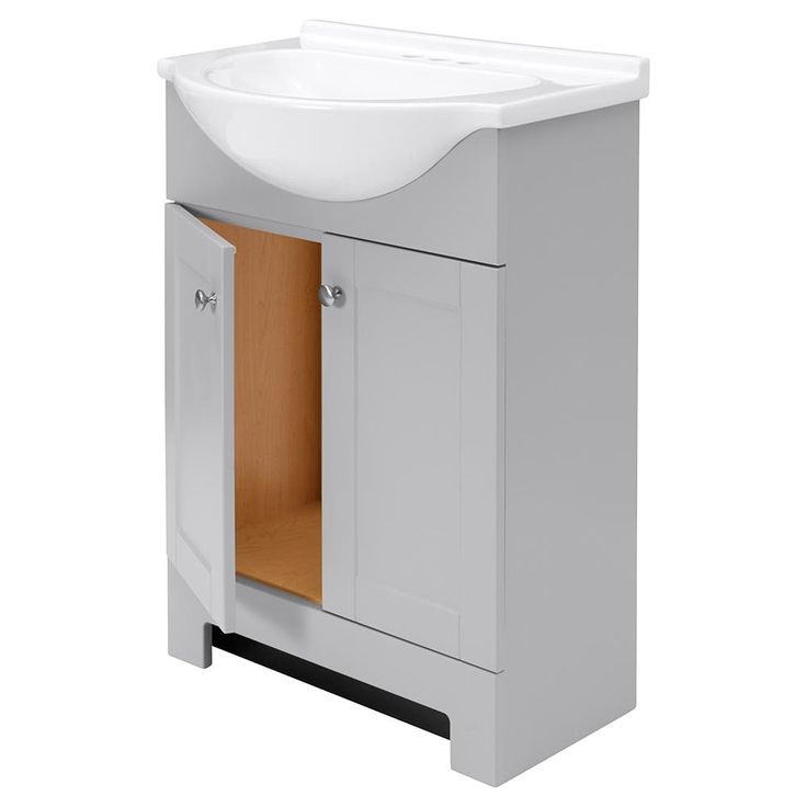 Style Selections Euro 25-in Gray Single Sink Bathroom Vanity with White Cultured Marble Top