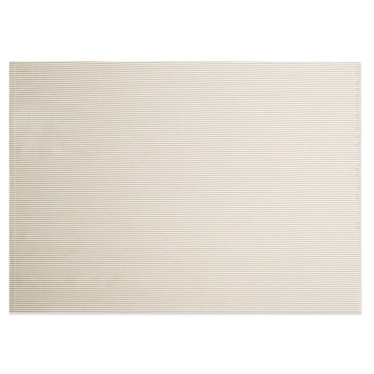 Ticking Rectangle and White Cotton Tablecloth