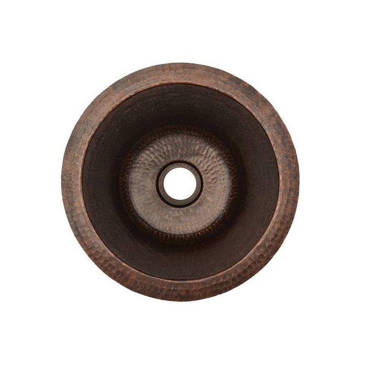 Undermount Round Hammered Copper 12 in. 0-Hole Champagne Bar Sink in Oil Rubbed Bronze