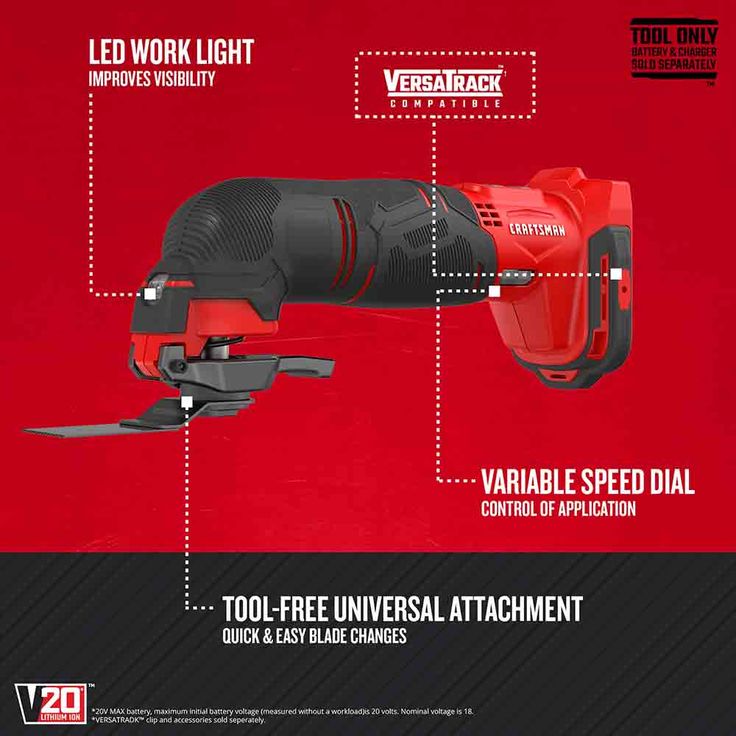 CRAFTSMAN V20 12-Piece Cordless-Amp 20-Volt Max Variable Speed Oscillating Multi-Tool Kit