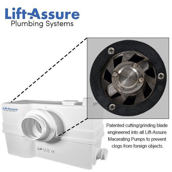 Compact Rear Outlet 2-Piece Macerating Toilet 1.28 GPF  Elongated Dual Top Flush White Includes Seat and 1HP Pump - Super Arbor