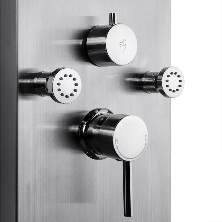 65 in. 8-Jet Rainfall Shower Panel System with Rainfall Waterfall Shower Head and Shower Wand in Stainless Steel