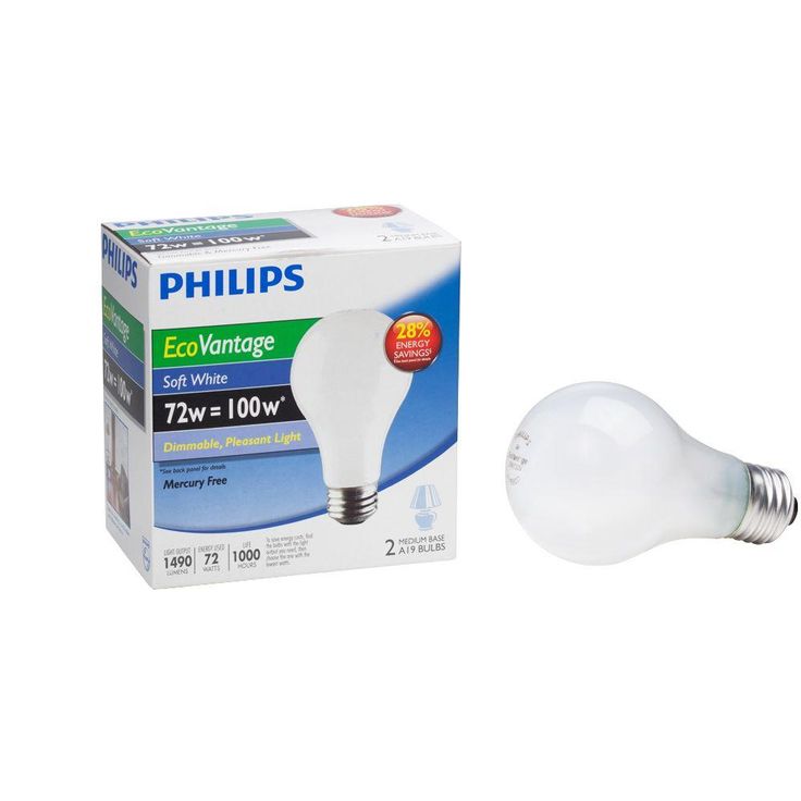 Philips 100-Watt Equivalent A19 Eco-Incandescent Light Bulb (2-Pack)
