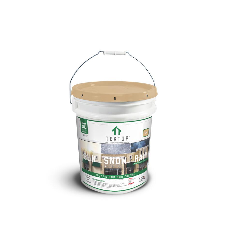 TekTop 5 Gal. Tan 100% Silicone High Solids Roof Coating - Super Arbor