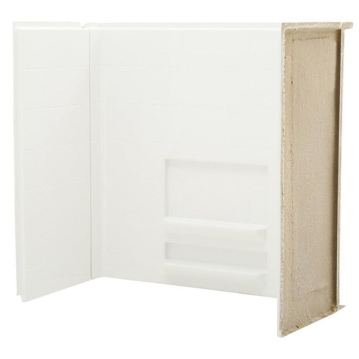 Acrylx Applied-Acrylic 30 in. x 60 in. x 55.4 in. 3-Piece Direct-to-Stud Alcove Subway Tile Shower Surround in White