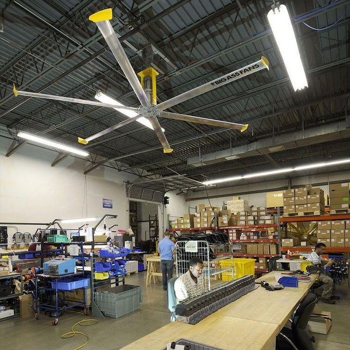 4900 14 ft. Indoor Silver and Yellow Aluminum Shop Ceiling Fan with Wall Control