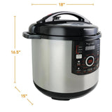 12 Qt. Black and Silver Electric Pressure Cooker with Automatic Shut-Off and Keep Warm Setting