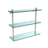 16 in. L x 15 in. H x 5 in. W 3-Tier Clear Glass Bathroom Shelf in Satin Nickel - Super Arbor