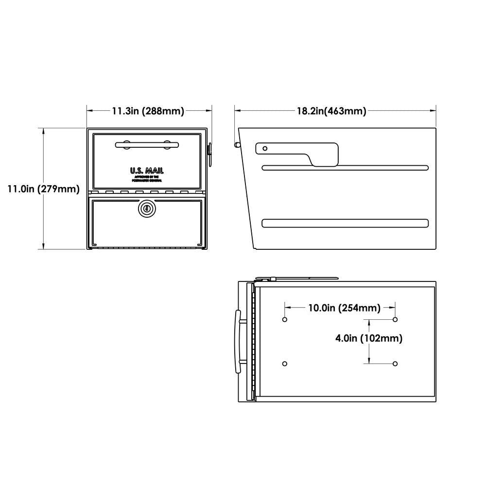Oasis Eclipse Rubbed Bronze Post Mount Locking Parcel Mailbox with Silver Flag - Super Arbor