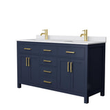 Beckett 72 in. W x 22 in. D Double Bath Vanity in Dark Gray with Cultured Marble Vanity Top in Carrara with White Basins - Super Arbor
