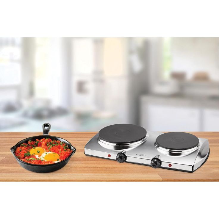 1440W 2-Burner 7.5 in. Silver Electric Hot Plate