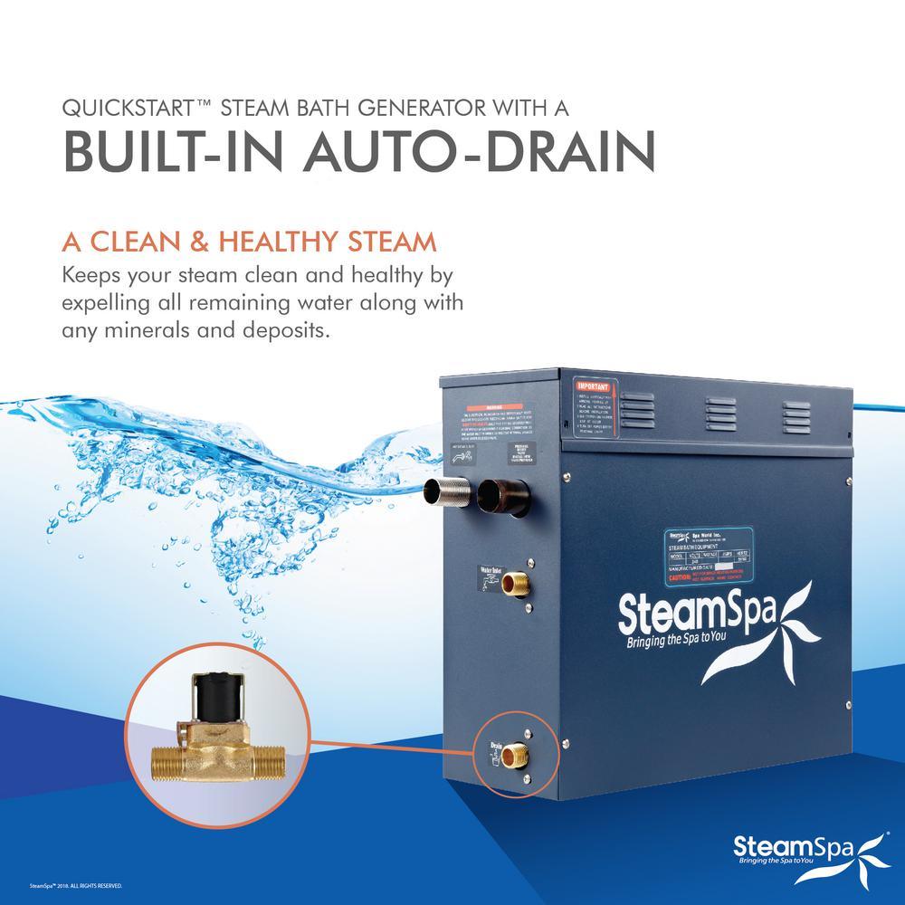 Royal 9kW QuickStart Steam Bath Generator Package with Built-In Auto Drain in Polished Chrome - Super Arbor