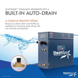 Royal 9kW QuickStart Steam Bath Generator Package with Built-In Auto Drain in Polished Chrome - Super Arbor