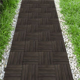 Topeakmart Pack of 27 Interlocking Wood Flooring Tiles Indoor & Outdoor for Patio Garden Deck Poolside 12''x12'' Dark Brown