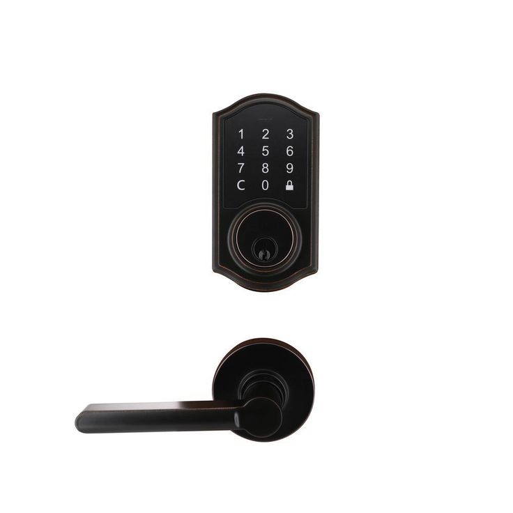 Castle Matte Black Touchpad Single Cylinder Deadbolt with Tonbridge Hall and Closet Door Lever Combo Pack