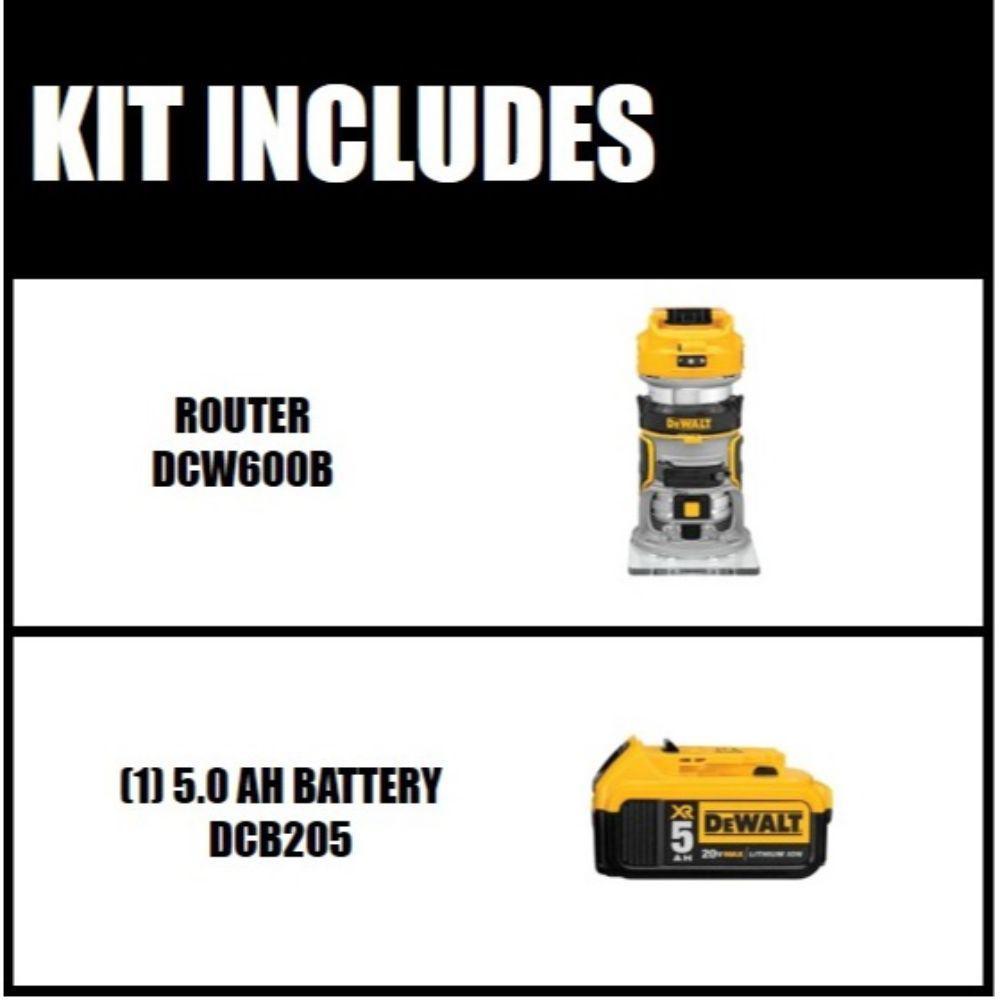 20-Volt MAX XR Lithium-Ion Cordless Brushless Router (Tool-Only) with Bonus 20-Volt MAX XR Li-Ion Battery Pack 5.0 Ah - Super Arbor