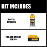 20-Volt MAX XR Lithium-Ion Cordless Brushless Router (Tool-Only) with Bonus 20-Volt MAX XR Li-Ion Battery Pack 5.0 Ah - Super Arbor