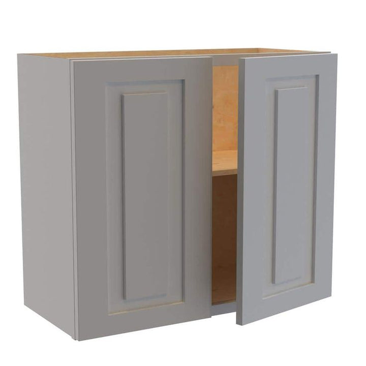 Home Decorators Collection Grayson 27 in. W x 12 in. D x 24 in. H Assembled Plywood Wall Bridge Kitchen Cabinet in Pearl Gray with Soft Close