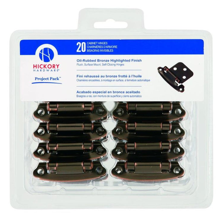 Oil-Rubbed Bronze Surface Self-Closing Flush Hinges (20-Pack)
