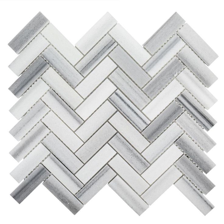 Jeffrey Court Zebra Plains Gray Herringbone 11 in. x 12.75 in. x 10 mm Polished Marble Mosaic Wall/Floor Tile