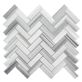 Jeffrey Court Zebra Plains Gray Herringbone 11 in. x 12.75 in. x 10 mm Polished Marble Mosaic Wall/Floor Tile