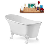67 in. Acrylic Clawfoot Non-Whirlpool Bathtub in White - Super Arbor