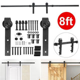 8Ft Sliding Barn Door Hardware Kit Set Antique Style Single Closet Wood Track System Black