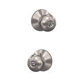 Schlage Plymouth Satin Nickel Entry Door Knob, ANSI Grade 2, Fits 1-3/8 to 1-3/4 in Doors