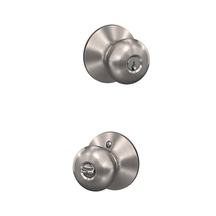 Schlage Plymouth Satin Nickel Entry Door Knob, ANSI Grade 2, Fits 1-3/8 to 1-3/4 in Doors