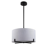 35-Watt Matte Black Integrated LED Pendant with Fabric Shade - Super Arbor