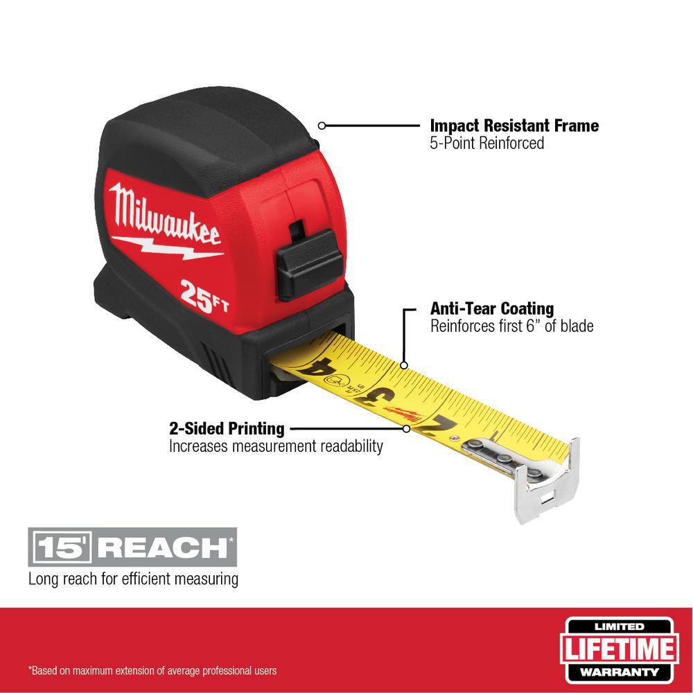 10 in. PACKOUT Tote with 25 ft. x 1.2 in. Compact Wide Blade Tape Measure (2-Pack) - Super Arbor