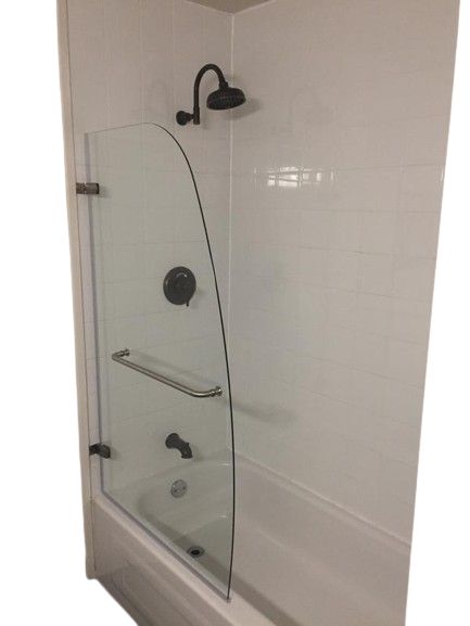 Aqua Uno 60 in. x 58 in. Semi-Frameless Hinged Tub Door in Brushed Nickel