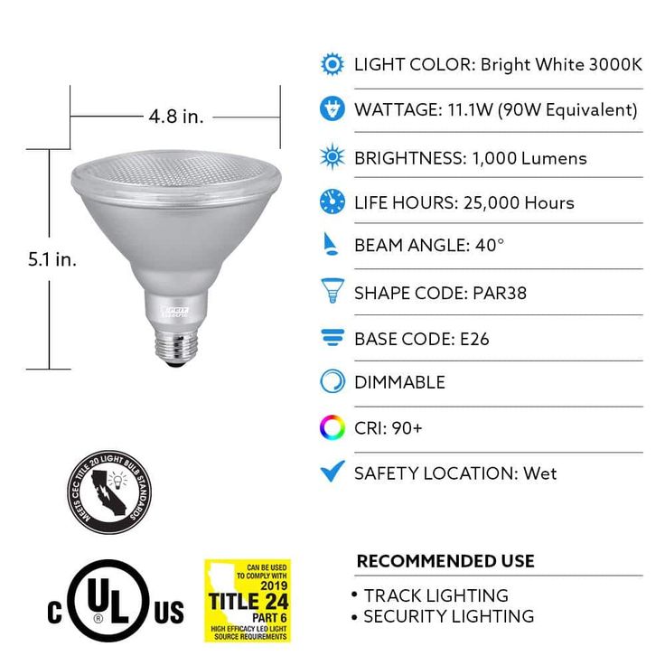 Feit Electric 90W Equivalent PAR38 Dimmable LED Cold Start Weatherproof Light Bulb, Warm White 3000K (12-Pack)