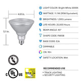 Feit Electric 90W Equivalent PAR38 Dimmable LED Cold Start Weatherproof Light Bulb, Warm White 3000K (12-Pack)